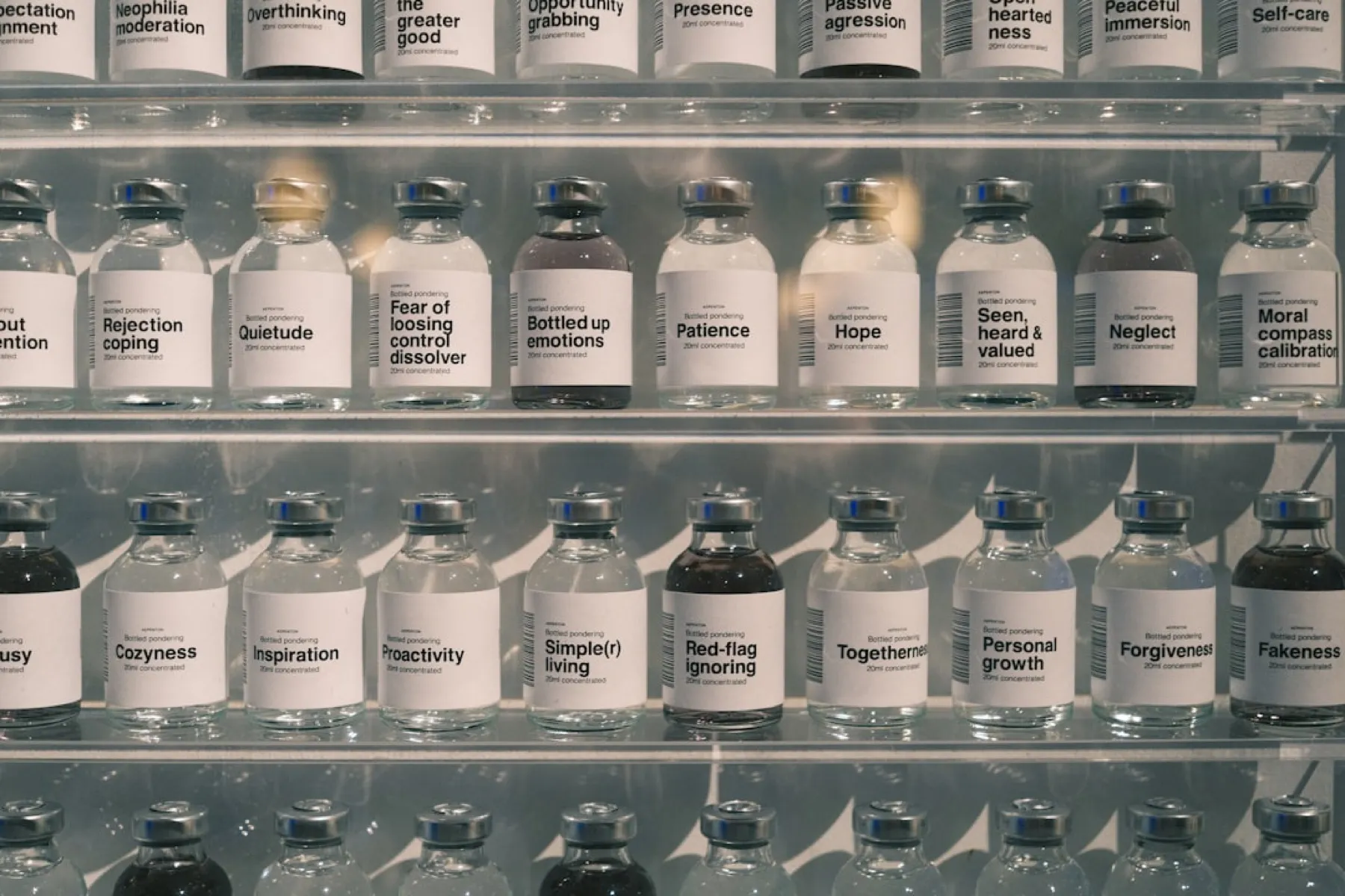Pharmaceutical bottles on shelves